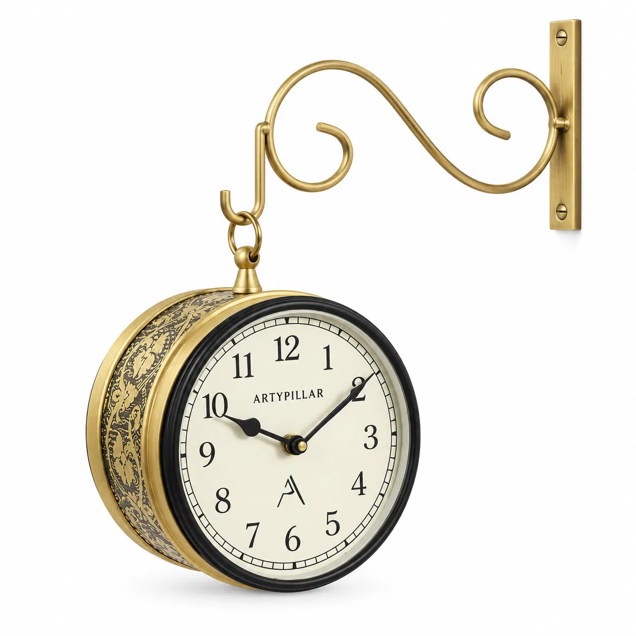 Vedas Royal Station Heritage Clock – Vintage Double-Sided Hanging Railway Wall Clock with Antique Brass Finish (6 Inch) - Image 2