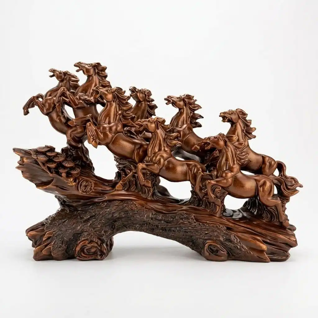 Vedas Seven Royal Gallop Horse Sculpture Décor | 7 Running Horses Showpiece for Home, Office & Living Room | Dark Brown Decorative Figurine | Tabletop Décor & Gifting - Image 5