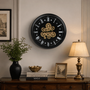 VEDAS Steampunk Royale Moving Gear Wall Clock | Vintage Roman Numeral Designer Clock