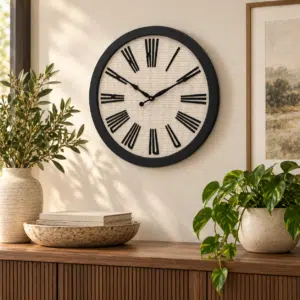VEDAS Vintage Noir Roman Wall Clock | Rustic Textured Designer Clock