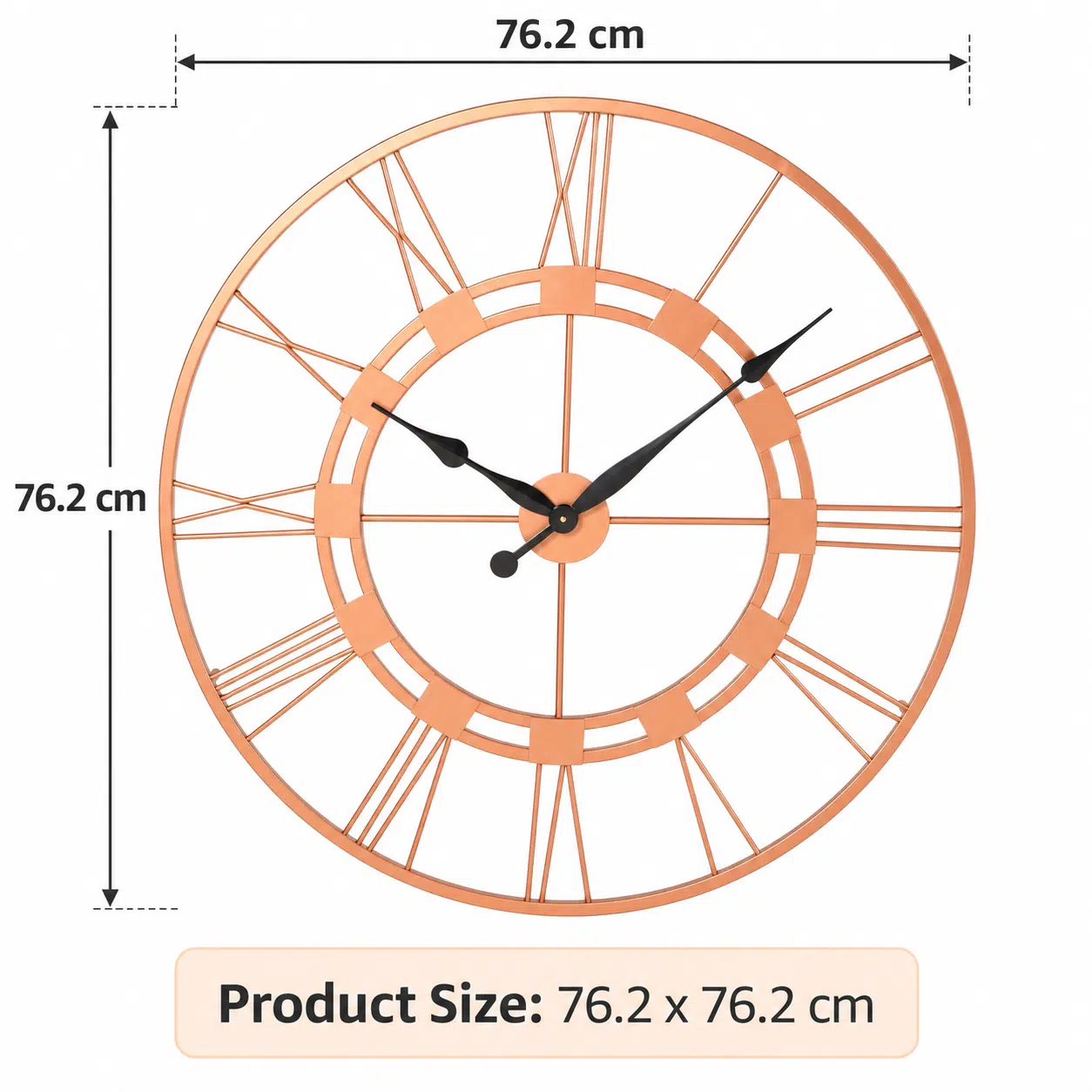 VEDAS C-Aurora Roman Ring Metal Wall Clock – 30 Inch Bronze Metallic Decorative Clock - Image 3