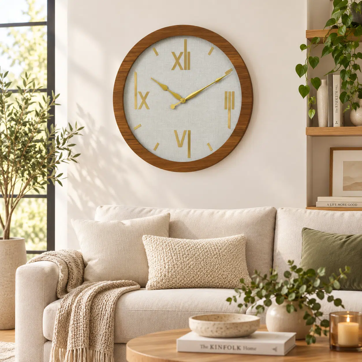 VEDAS Nordic Gold Roman Wall Clock | Modern Wooden Frame Designer Clock - Image 2