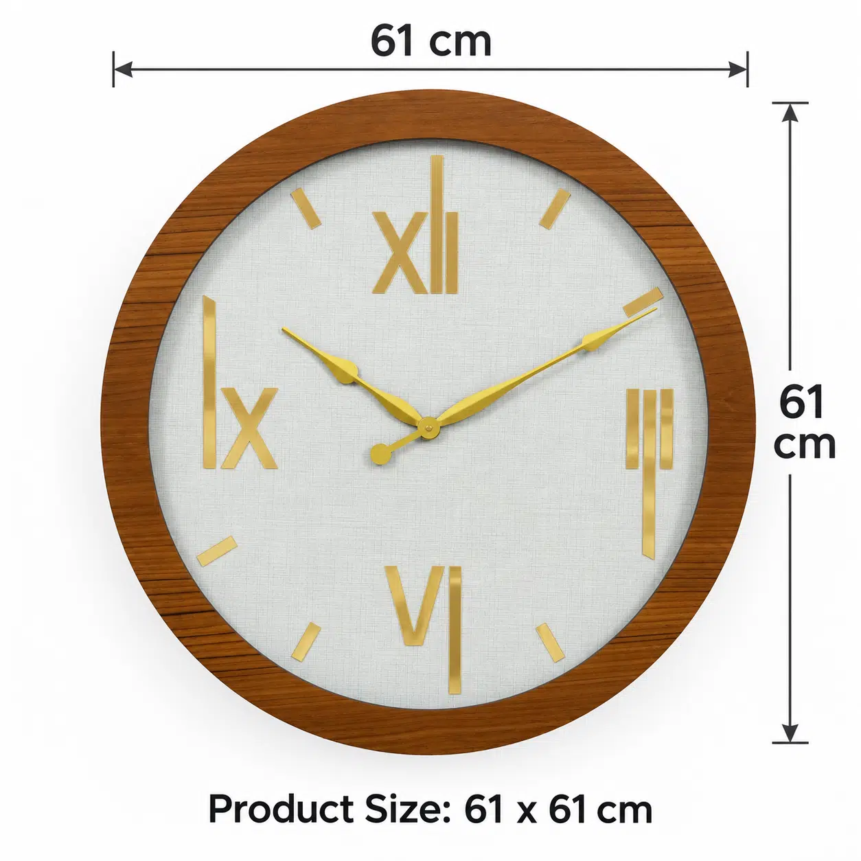 VEDAS Nordic Gold Roman Wall Clock | Modern Wooden Frame Designer Clock - Image 4