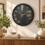 VEDAS Midnight Luxe Modern Wall Clock | Black Designer Clock with Gold Accents