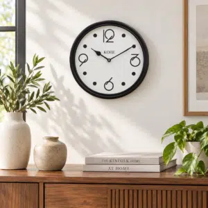 VEDAS Orbit Minimal Modern Wall Clock | Contemporary Black & White Designer Clock (12 inch)