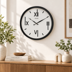 VEDAS Modern Roman Edge Wall Clock | Minimal Black Frame Designer Clock