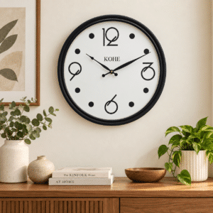 VEDAS Orbit Minimal Modern Wall Clock | Contemporary Black & White Designer Clock (14 inch)