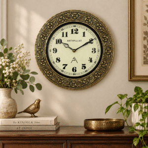 VEDAS Royal Floral Heritage Wall Clock | Vintage Embossed Designer Clock