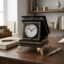 VEDAS Regal Noir Decorative Table Clock | Vintage Black & Gold Mantel Clock
