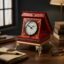 VEDAS Regal Noir Decorative Table Clock | Vintage Red & Gold Mantel Clock