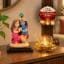 VEDAS Radha Krishna 10 Inch Resin Idol with Lotus Metal Glass Tealight Holder Combo with 2 Tealight Holders FREE